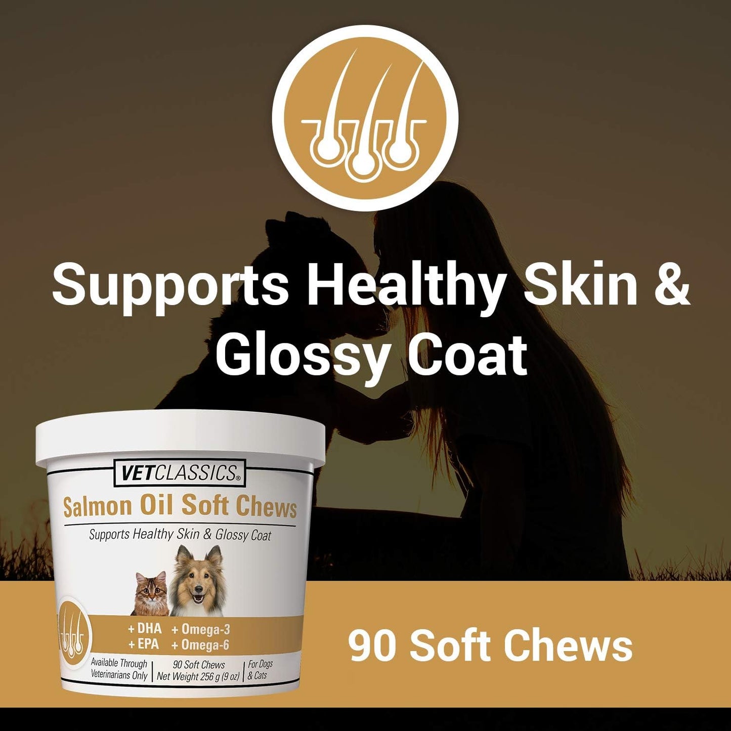 Vet Classics Salmon Oil Pet Supplement for Healthy Skin and Glossy Coats – Soft Chews for Dogs and Cats (90 Count) - görsel 2