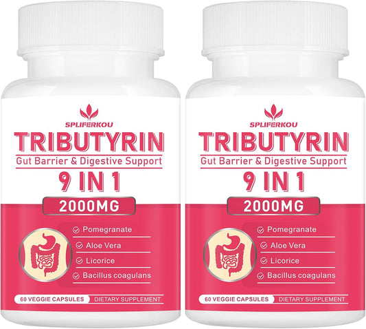 Spliferkou Tributyrin Gut Health Supplement, 120 Vegan Capsules – 9-in-1 Butyrate Complex for Intestinal Barrier Support