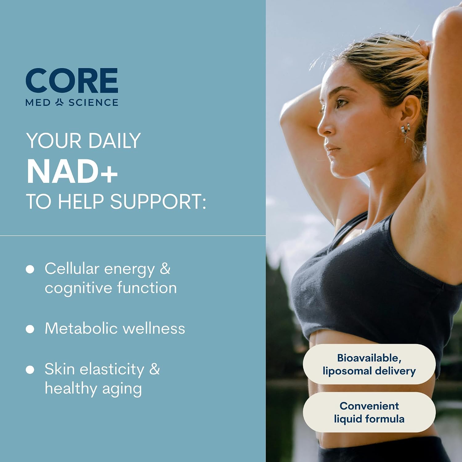 Core Med Science Liposomal NAD+ Supplement – 100 mg, High Absorption, Physician-Developed – 120 ml (30 Servings) - görsel 2