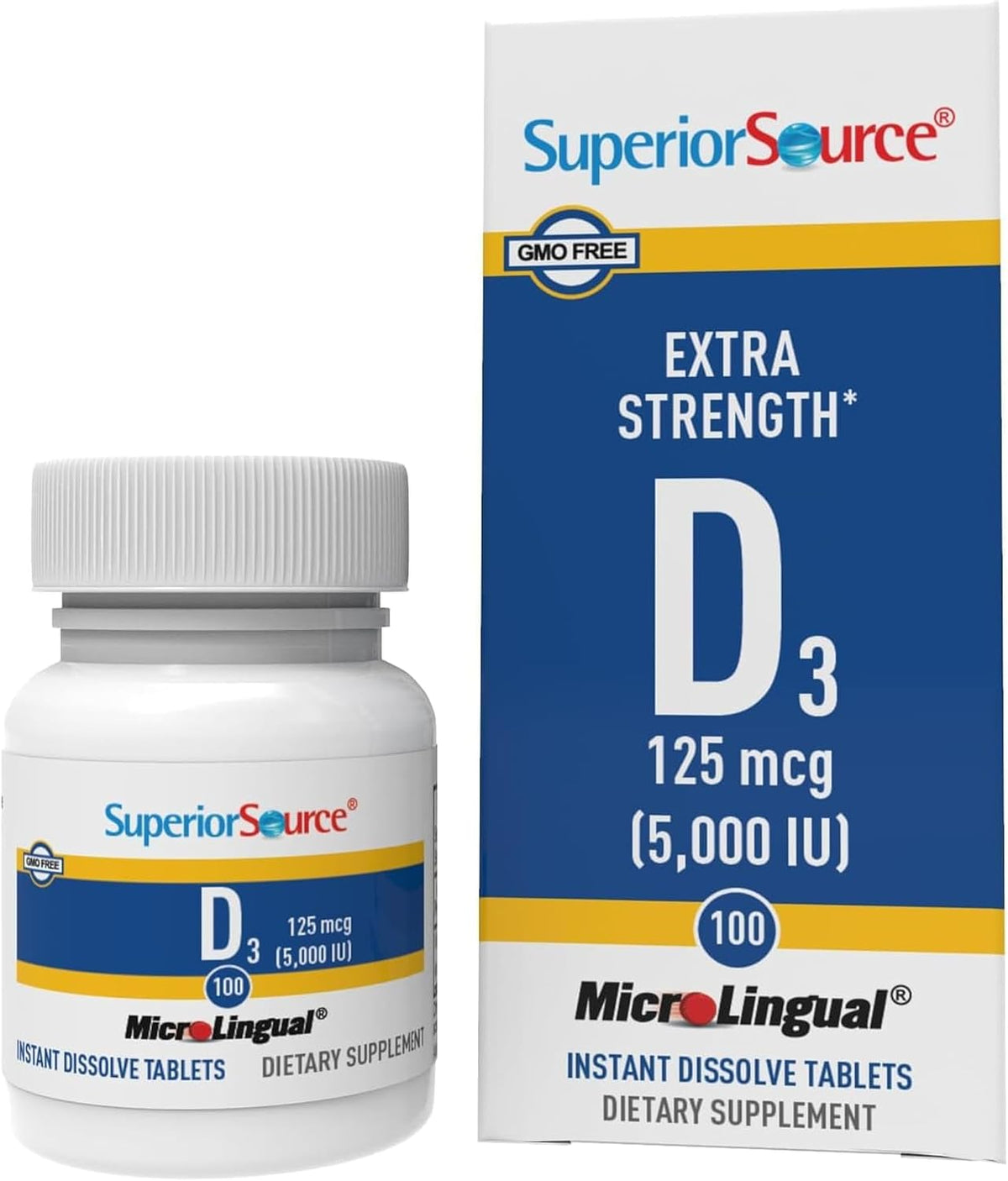 Superior Source Vitamin D3 5000 IU - 100 Sublingual Dissolving Tablets - görsel 1