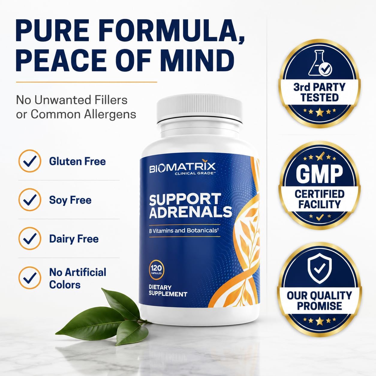 BioMatrix Adrenal Fatigue Supplement – Cortisol Manager with B Vitamins, 5-MTHF, Adaptogens, and HPA Axis Support (120 Veggie Caps) - görsel 8