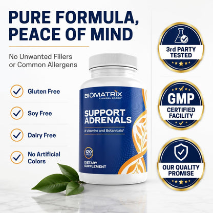 BioMatrix Adrenal Fatigue Supplement – Cortisol Manager with B Vitamins, 5-MTHF, Adaptogens, and HPA Axis Support (120 Veggie Caps)