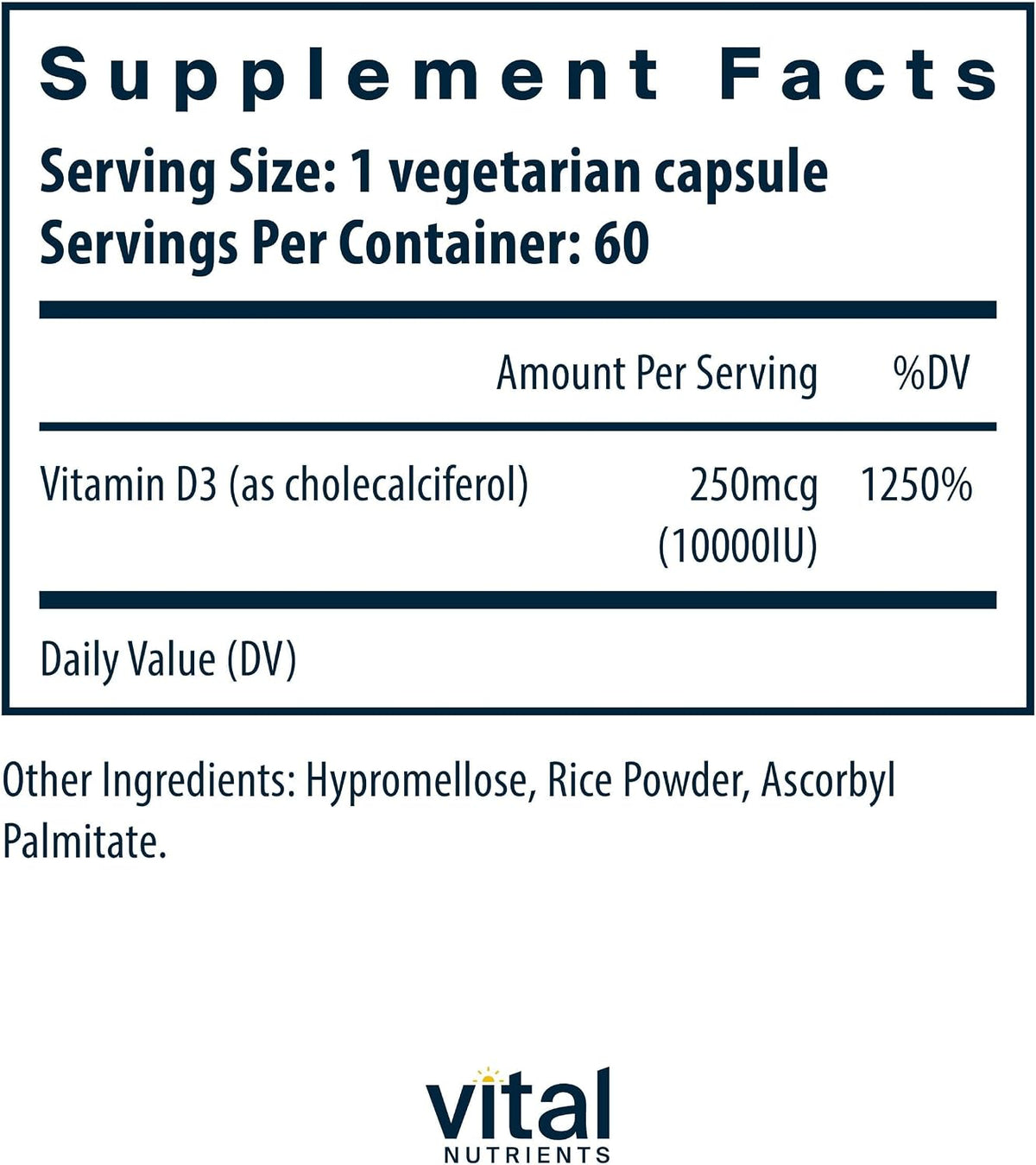 Vital Nutrients Vitamin D 10000 IU - Vitamin D3 Supplement for Bone and Immune Health - 60 Capsules - görsel 2