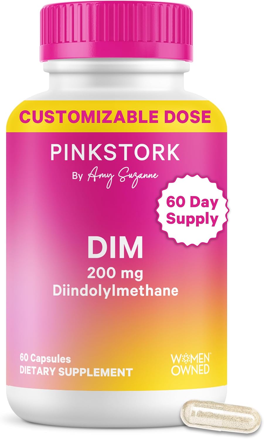 Pink Stork DIM Supplement for Women, 60 Capsules – DIM 200mg with BioPerine for Hormone Balance - görsel 1