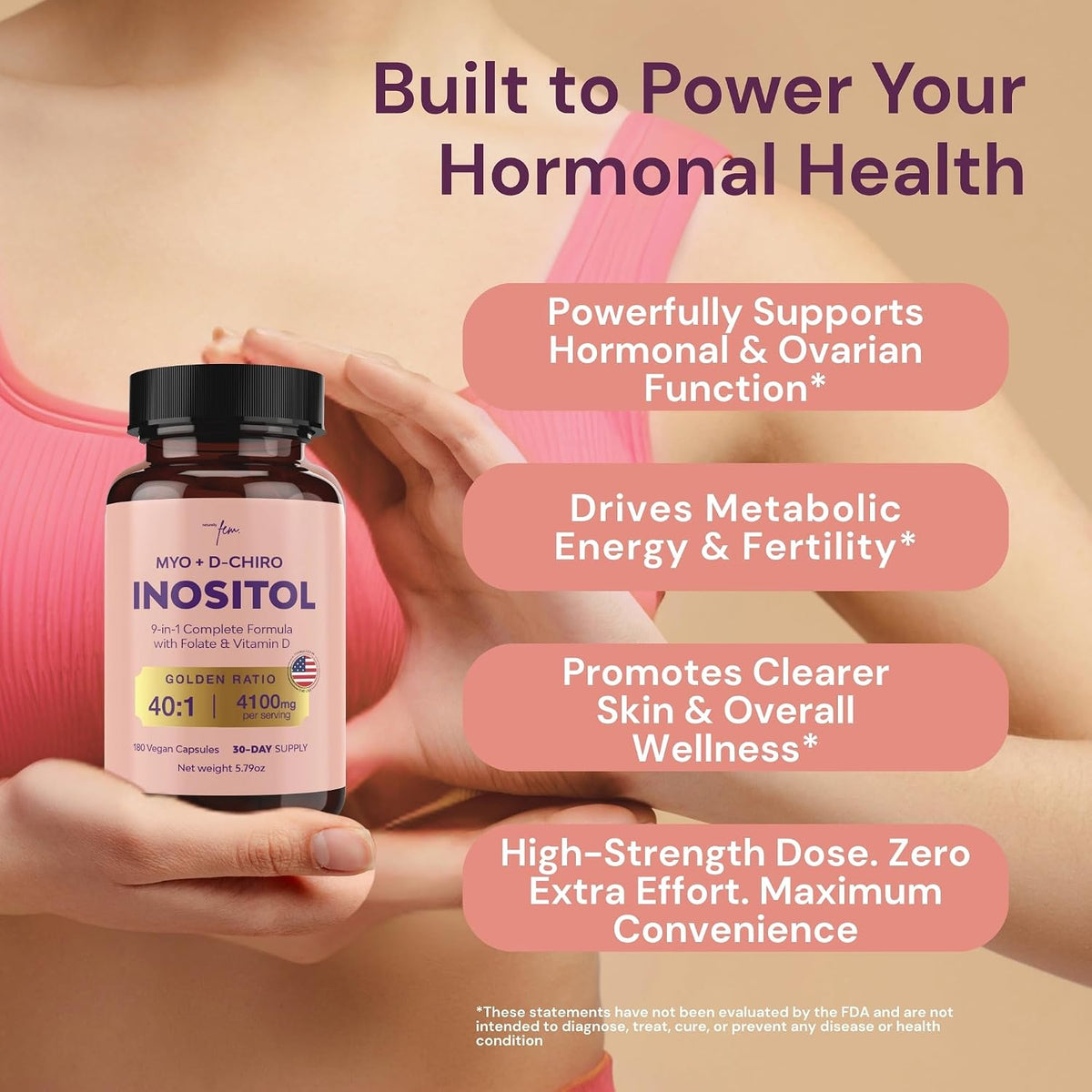 QSTA Myo-Inositol & D-Chiro Inositol Supplement for Women 4100mg (40:1 Ratio) – 9-in-1 Daily Wellness Support with Folate, Vitamin B6, B12, D3, Zinc & Chromium - görsel 2