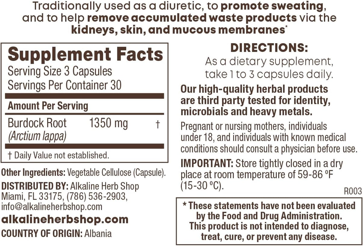 Alkaline Herb Shop Burdock Root Supplement 90 Capsules - görsel 2