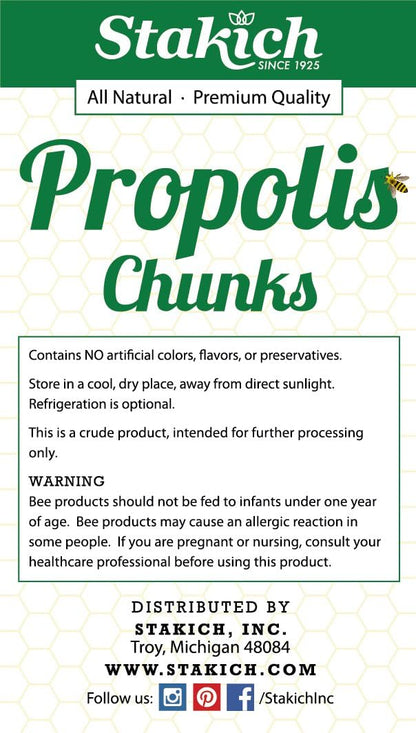 Stakich Bee Propolis Chunks – 100% Pure Natural, 454g