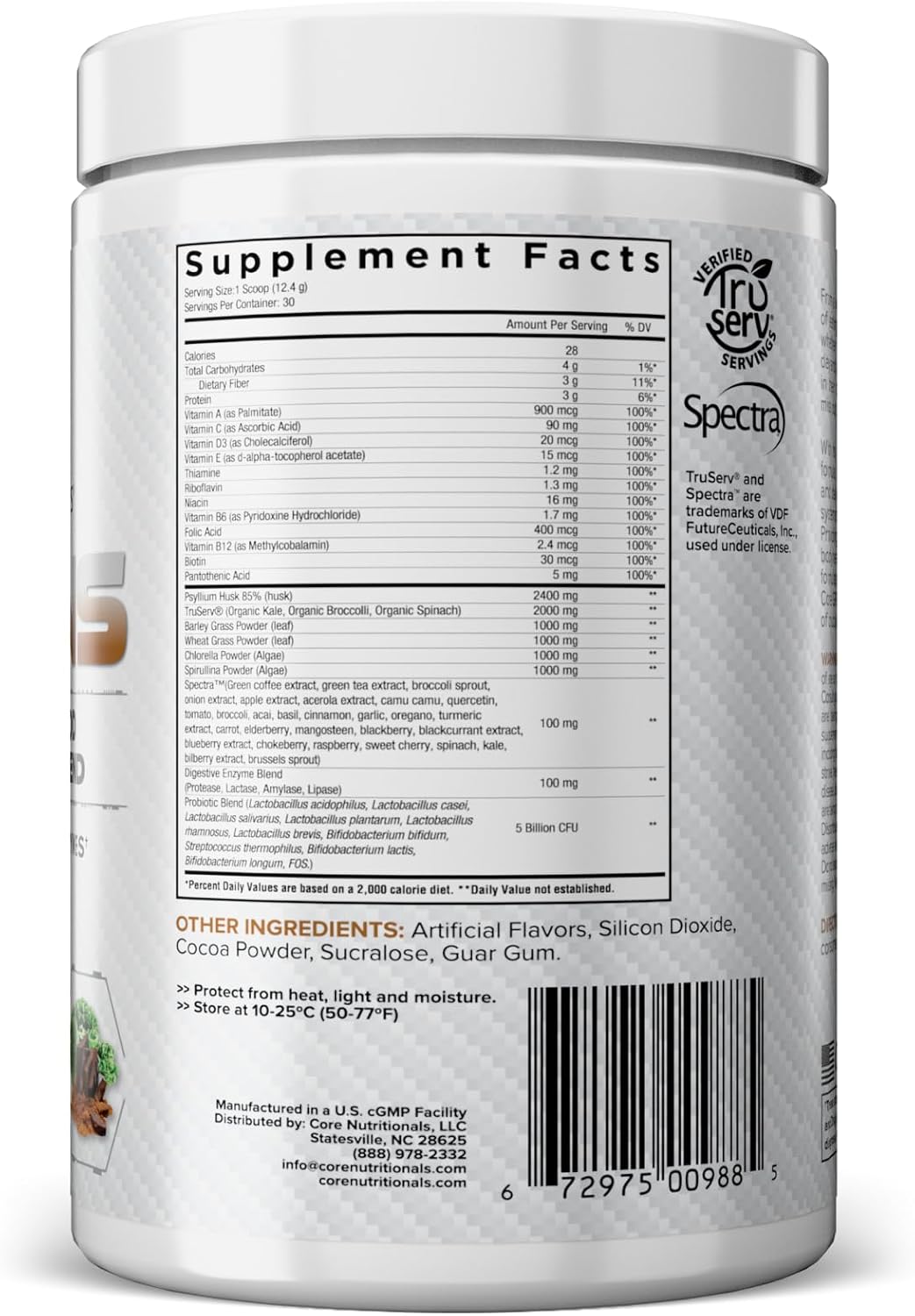 Core Nutritionals Greens - Superfood Reds & Greens Blend, Chocolate Decadence, 30 Servings - görsel 9