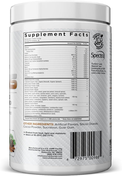 Core Nutritionals Greens - Superfood Reds & Greens Blend, Chocolate Decadence, 30 Servings