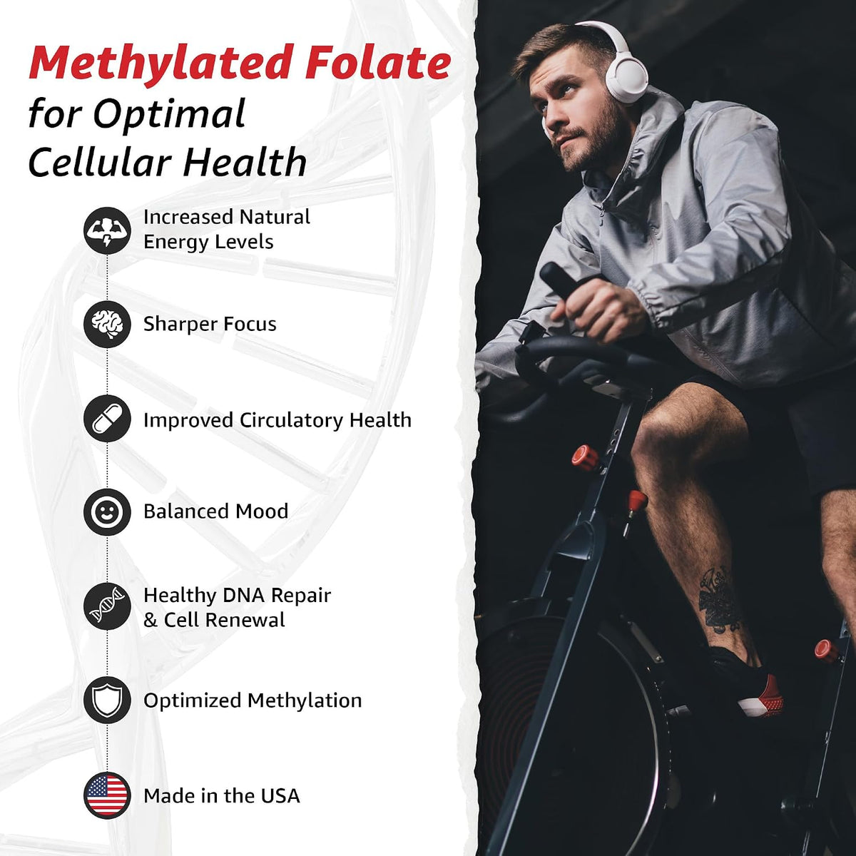 10X Health 5-MTHF Methylfolate - Methylated Folate & Magnesium Supplement - görsel 2