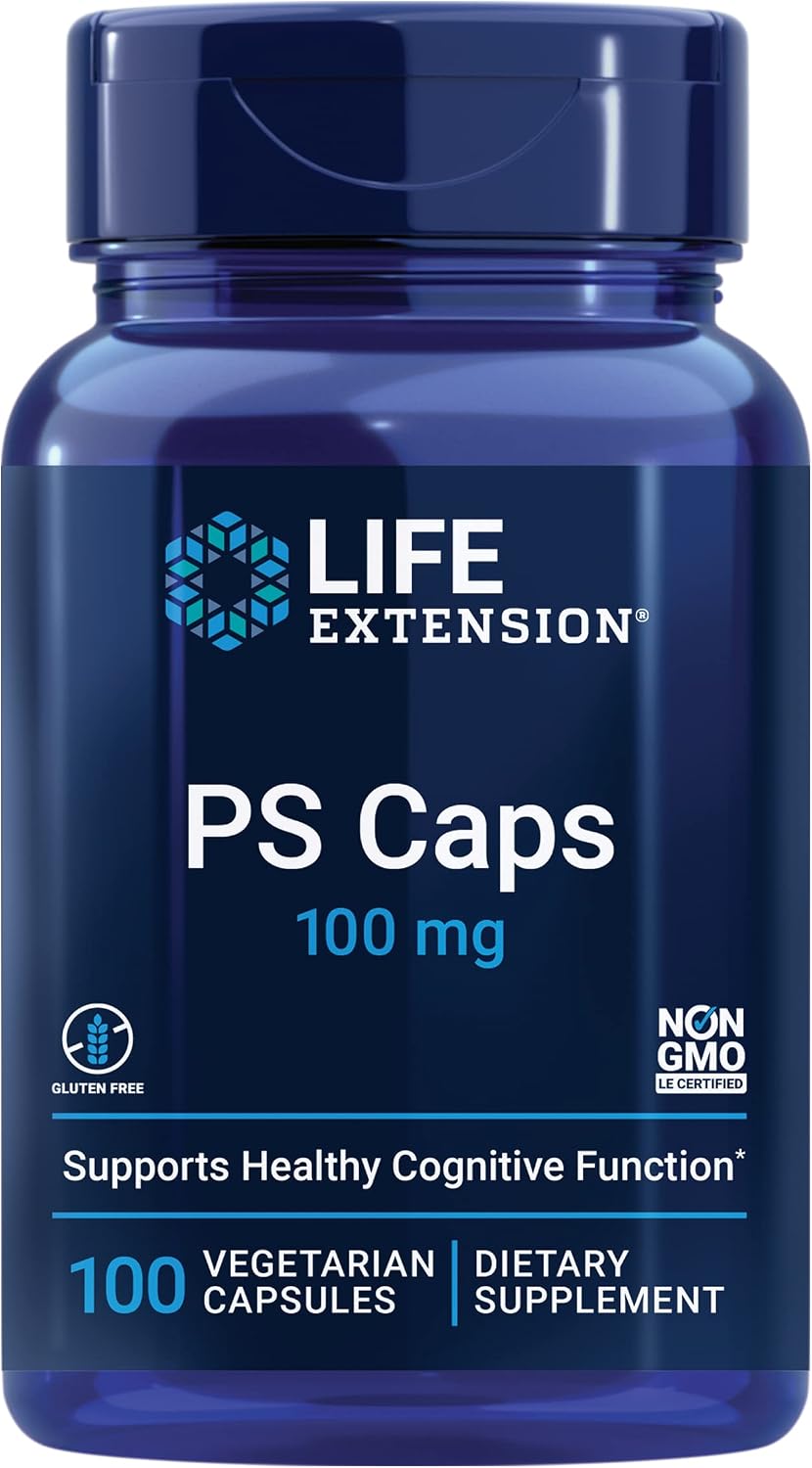 Life Extension PS Caps, Phosphatidylserine, for Cognitive Support, Gluten-Free, Non-GM, Vegetarian, 100 Capsules - görsel 1