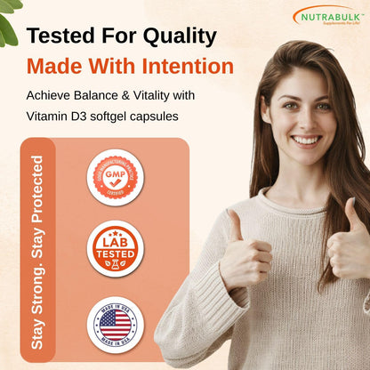 Vitamin D3 2500 IU Softgels - High-Potency Daily Supplement - Non-GMO, Gluten-Free - 250 Softgels