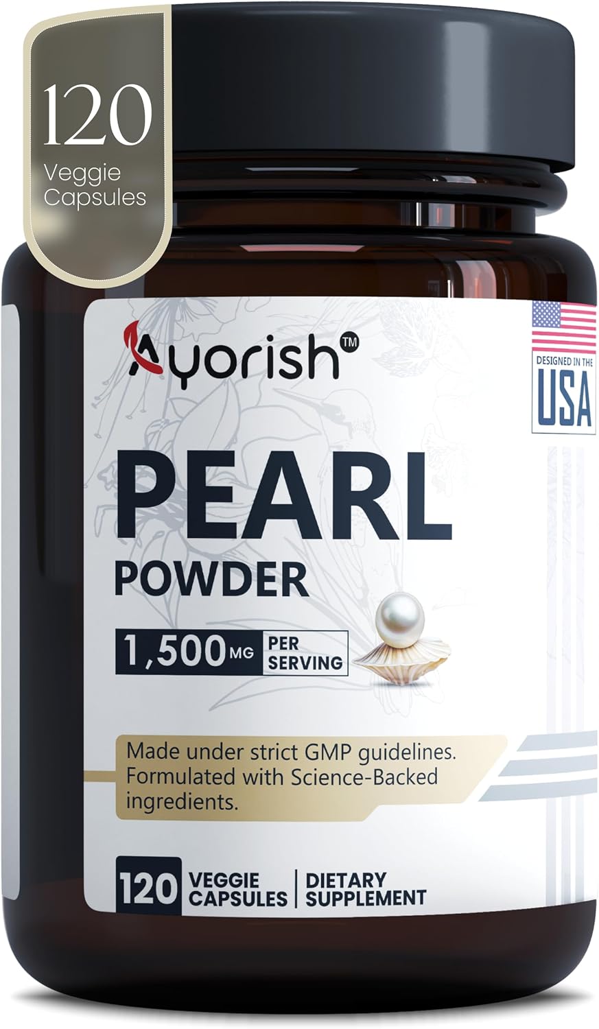 Pearl Powder Capsules 1500mg | Organic Pure Levigated Pearl Powder Supplement - görsel 1