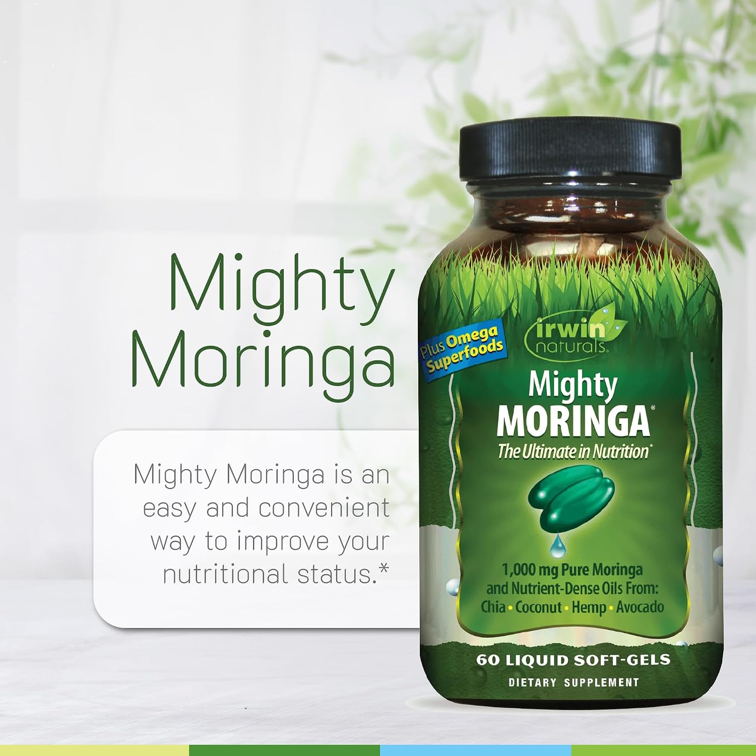 Irwin Naturals Mighty Moringa – 60 Liquid Soft-Gels – Whole-Plant Superfood & Daily Nutrient Concentrate - görsel 5
