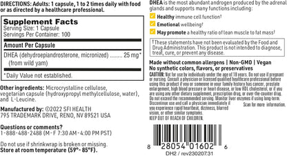 Klaire Labs DHEA 25mg - Micronised Dehydroepiandrosterone Food Supplement, 100 Capsules