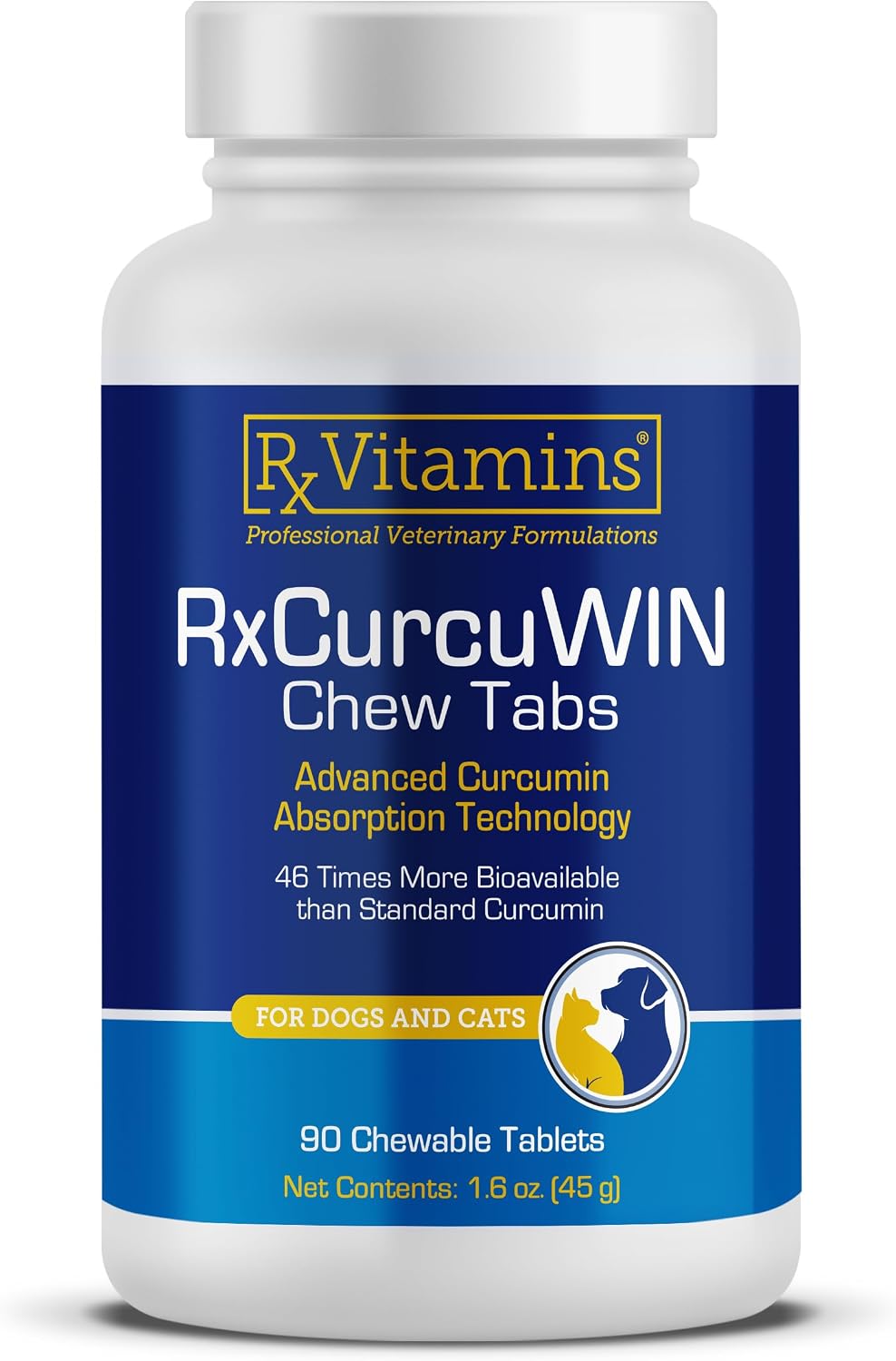 Rx Vitamins CurcuWIN - Curcumin for Dogs & Cats - Vitamins and Supplements, Allergy Relief - Provides Immune Support & Aids Digestive Support - Joint Supplement - 90ct - görsel 1