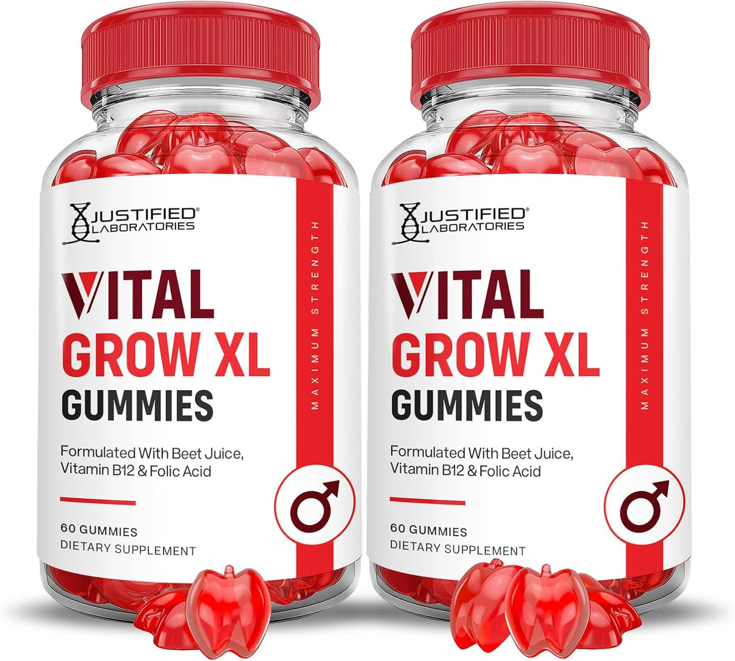 Vital Grow XL Gummies - Apple Cider Vinegar, Folate & Vitamin B12 - 60 Gummies (Pack of 2) - görsel 1