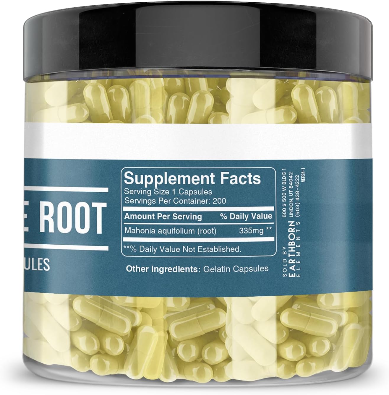 Earthborn Elements Oregon Grape Root 200 Capsules, Pure and Undiluted, No Additives - görsel 2