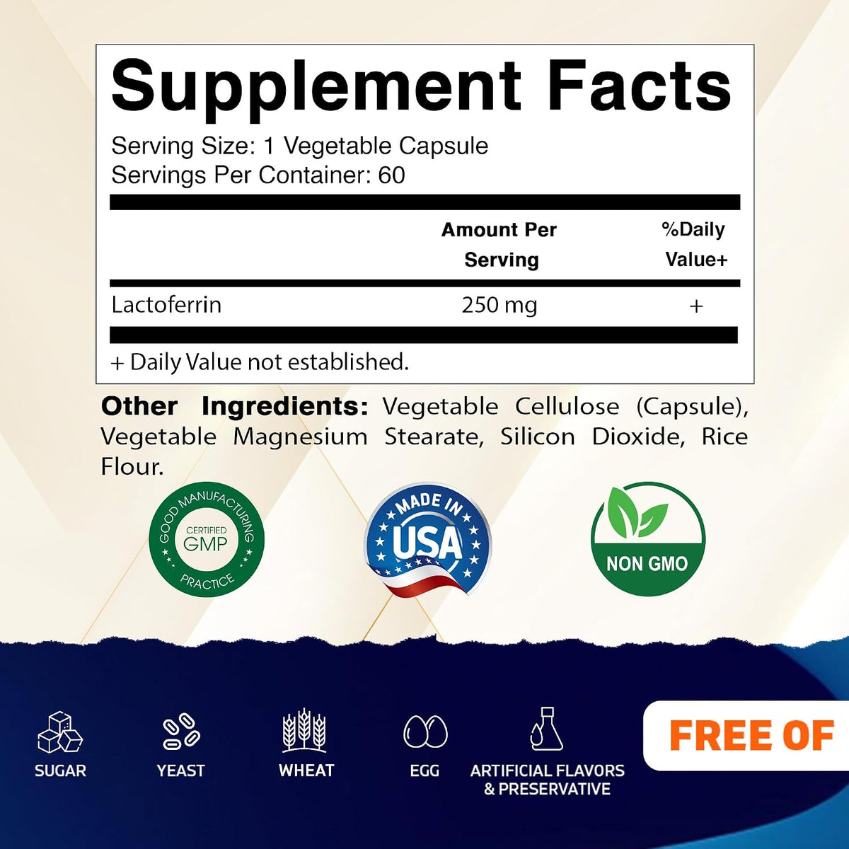 Vitamatic Lactoferrin 250mg – 60 Vegetable Capsules - görsel 2