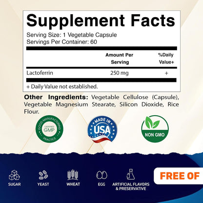 Vitamatic Lactoferrin 250mg – 60 Vegetable Capsules
