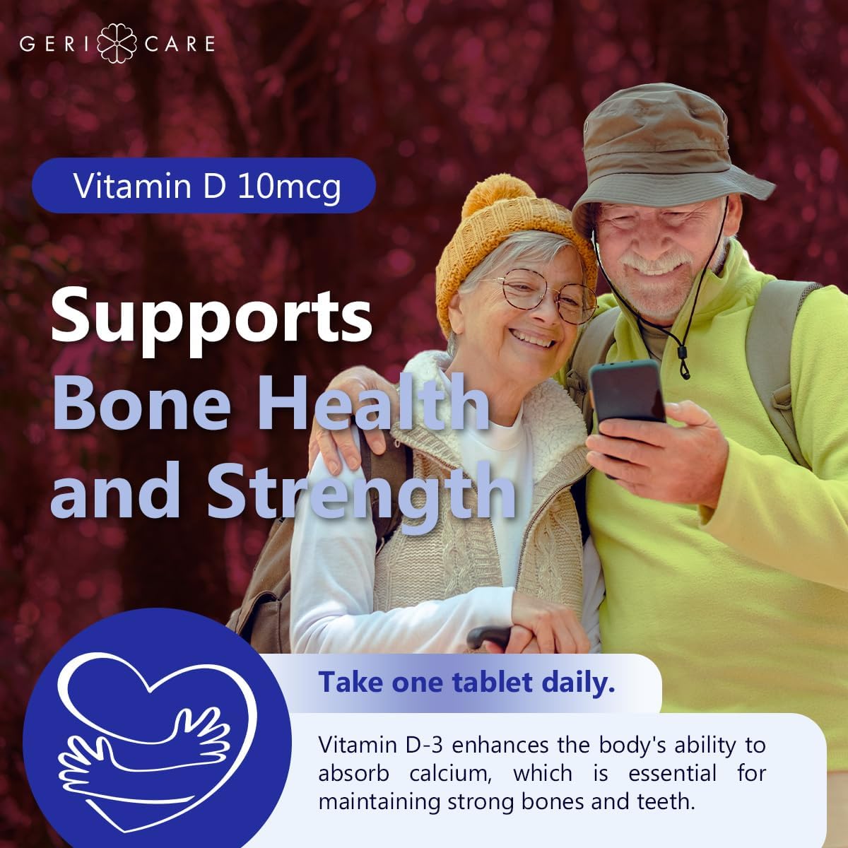 GeriCare Vitamin D-3 (400 IU) & Calcium (25 mg) Tablets – 100 Tablets - görsel 5