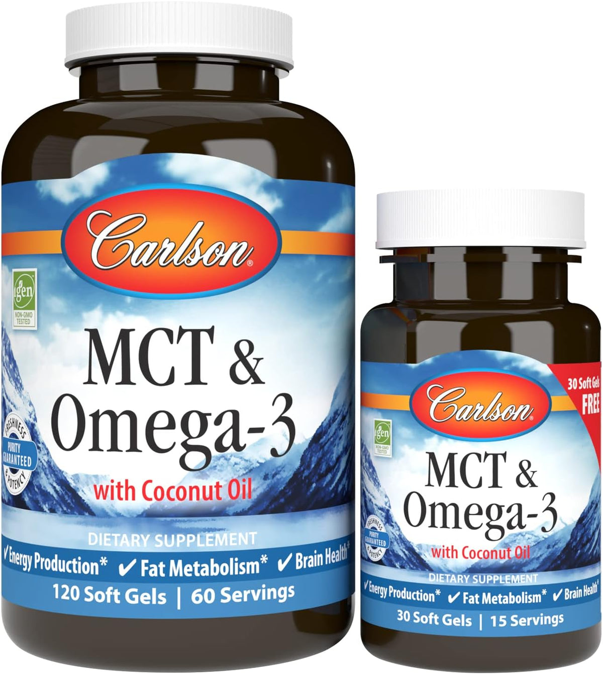 Carlson MCT & Omega-3 Softgels - Coconut Oil, EPA & DHA, 150 Softgels - görsel 1