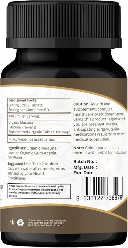 ORGANIC SPREE Mucuna Tablets - Organic Mucuna Supplement, 120 Tablets (Pack of 3)