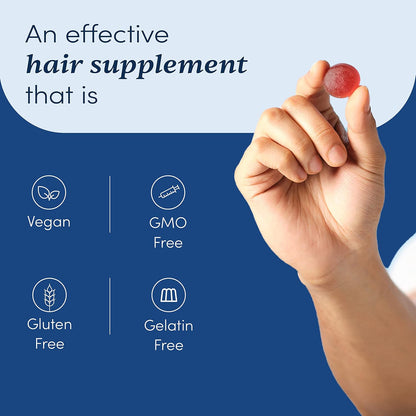 Man Matters Biotin Hair Gummies for Men – Strawberry Flavour with Vitamin A, C, E & Zinc – 60-Day Supply