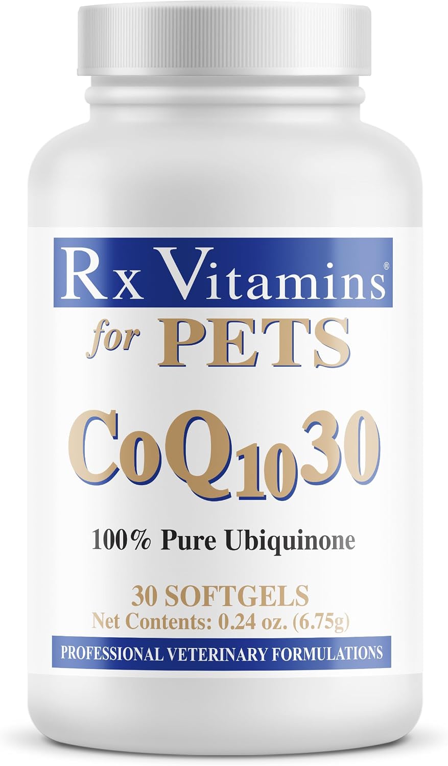 Rx Vitamins for Pets COQ10-30 for Dogs and Cats - Pharmaceutical Grade Ubiquinone - 30 Softgels - görsel 1