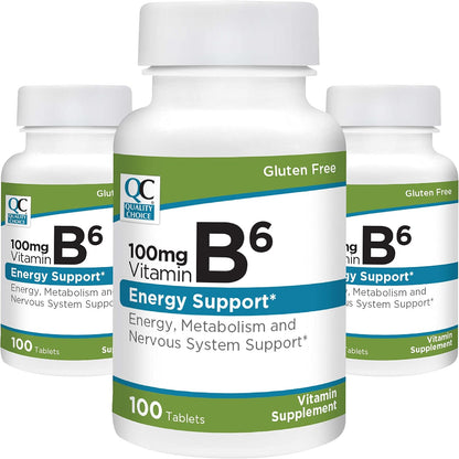 Quality Choice Vitamin B6 100mg 100 Tablets (Pack of 3)