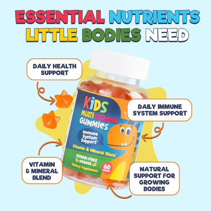 Nature's Nutrition Kids Multivitamin Gummies - Sugar Free - Orange Flavour - Non-GMO - 60 Gummies