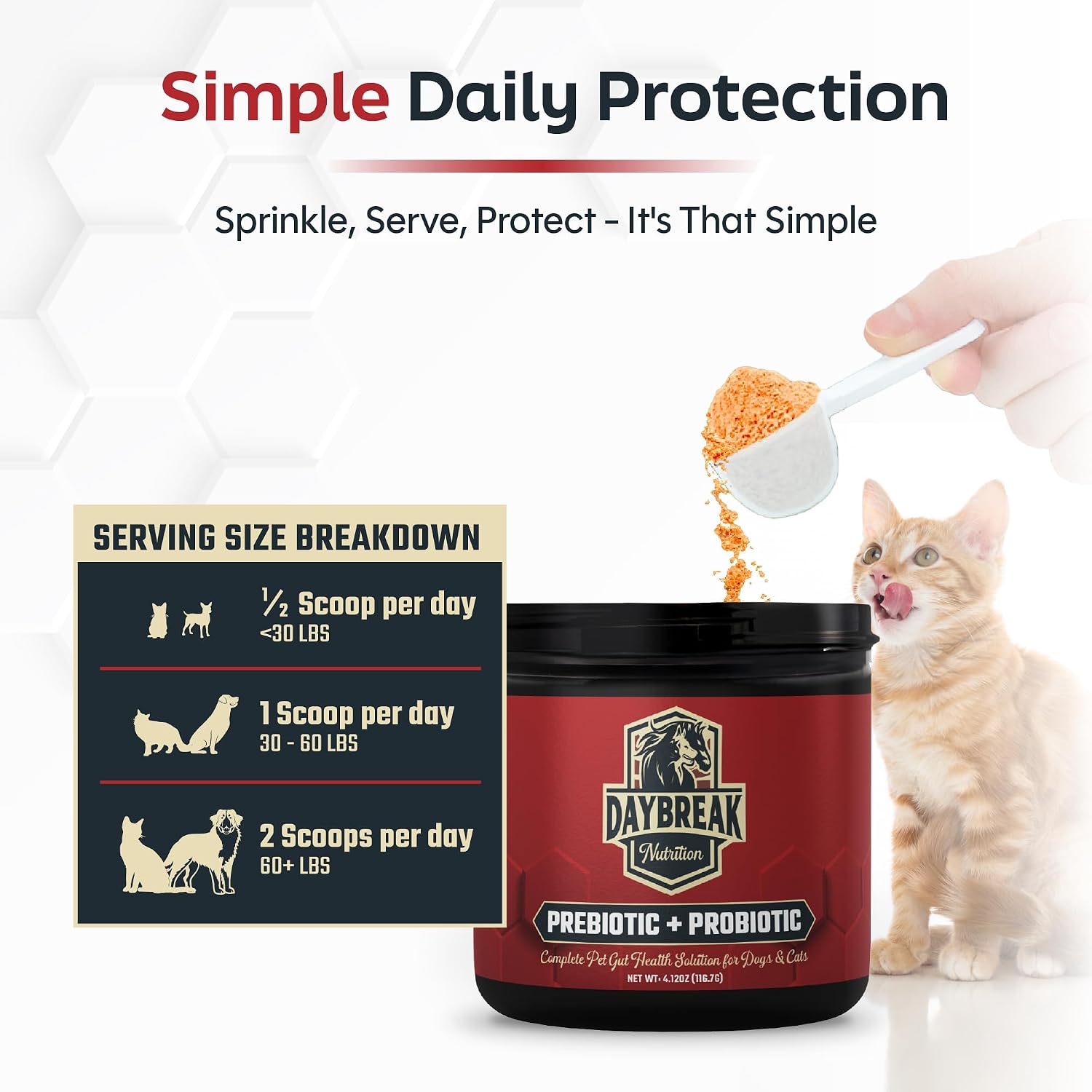 Daybreak Nutrition Probiotics for Cats & Dogs - 6 Billion CFU Prebiotic & Probiotic Powder - 8 Strains - Gut Health Supplement - görsel 4