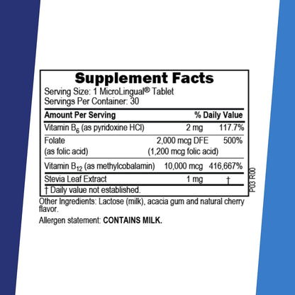 Superior Source No Shot Vitamin B12 Methylcobalamin 10000 mcg, B6 & Folic Acid 1200 mcg - Supports Normal Energy & Heart Health - 30 Sublingual Tablets