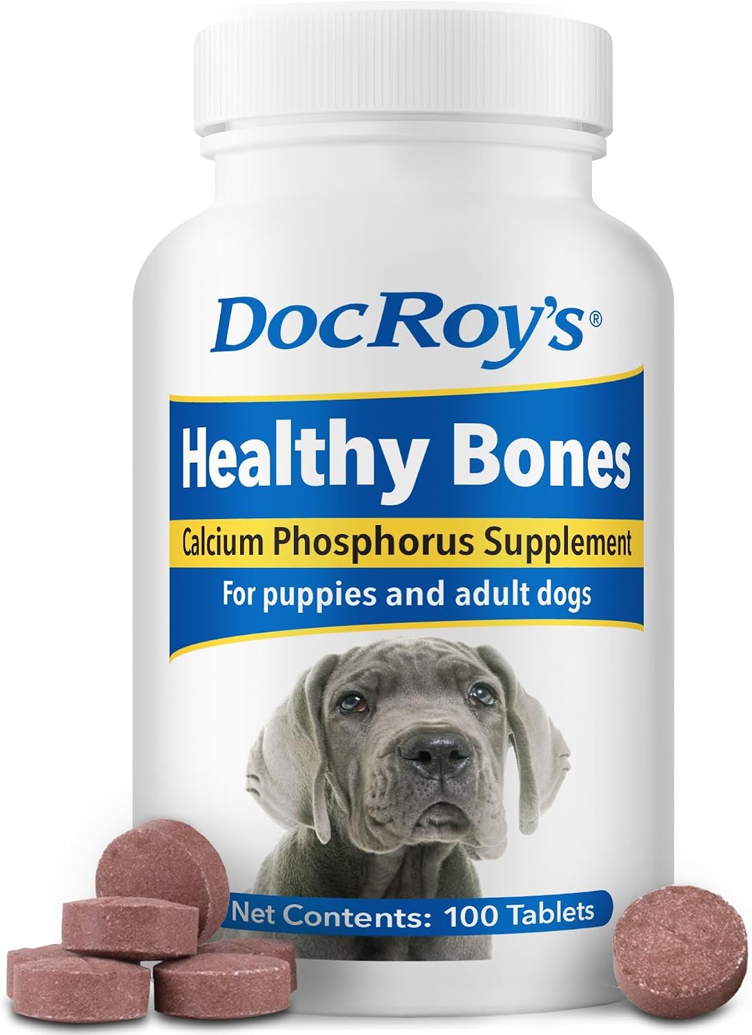 Doc Roy's Healthy Bones Calcium Phosphorus Supplement - Roast Beef & Liver Flavoured, 100 Chewable Tablets - görsel 1