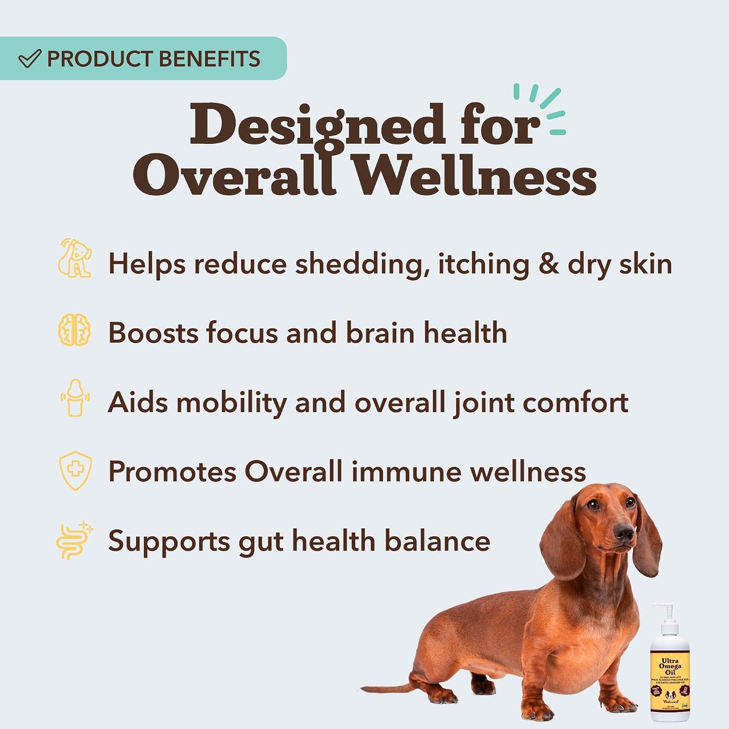 Natural Dog Company Ultra Omega Oil for Dogs – 2000 mg Omega 3, 6, 9 with Salmon, Pollock & Flaxseed Oil, 16 oz - görsel 3