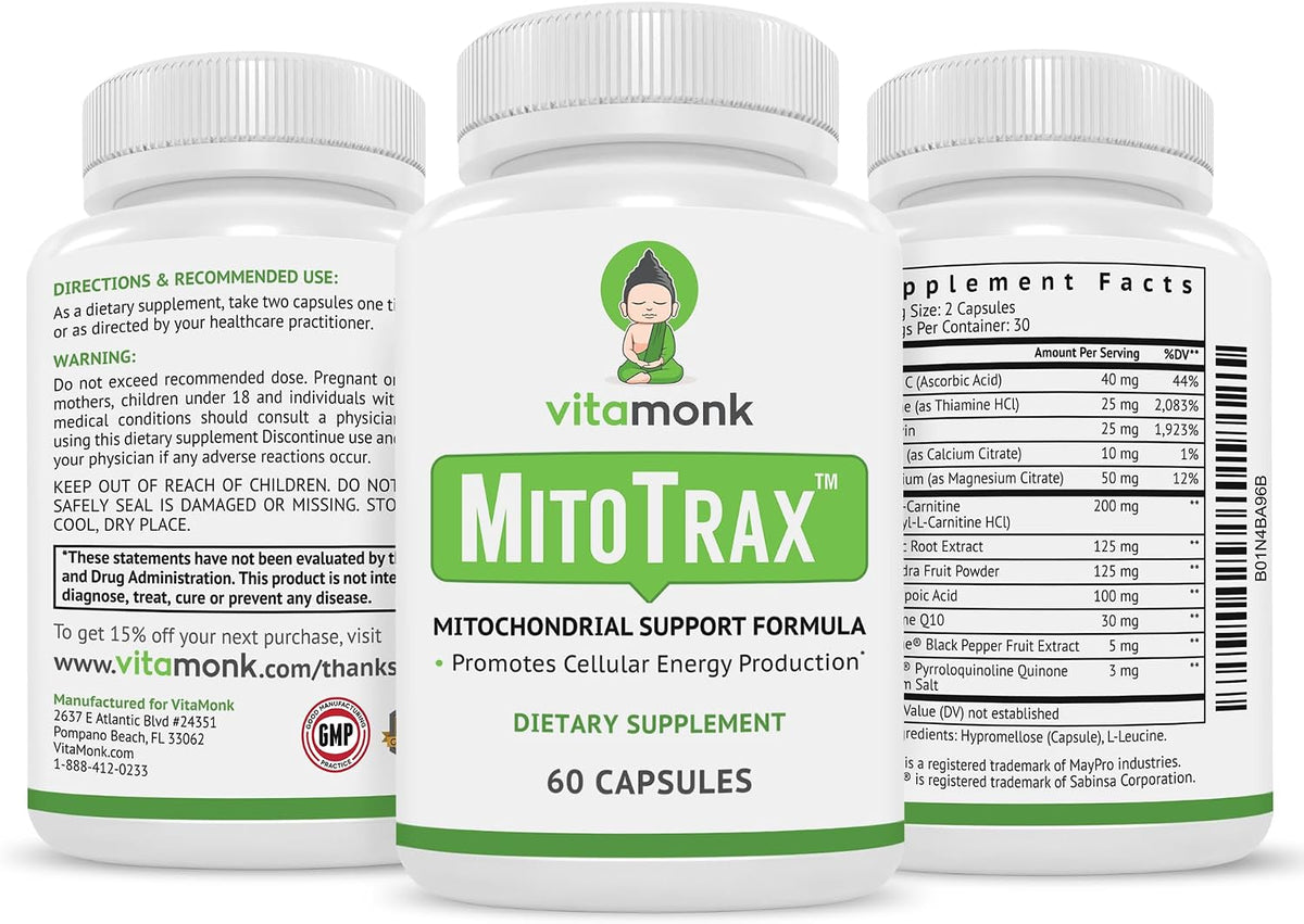 VitaMonk MitoTrax - Mitochondrial Support with PQQ, CoQ10, and ALCAR - görsel 8