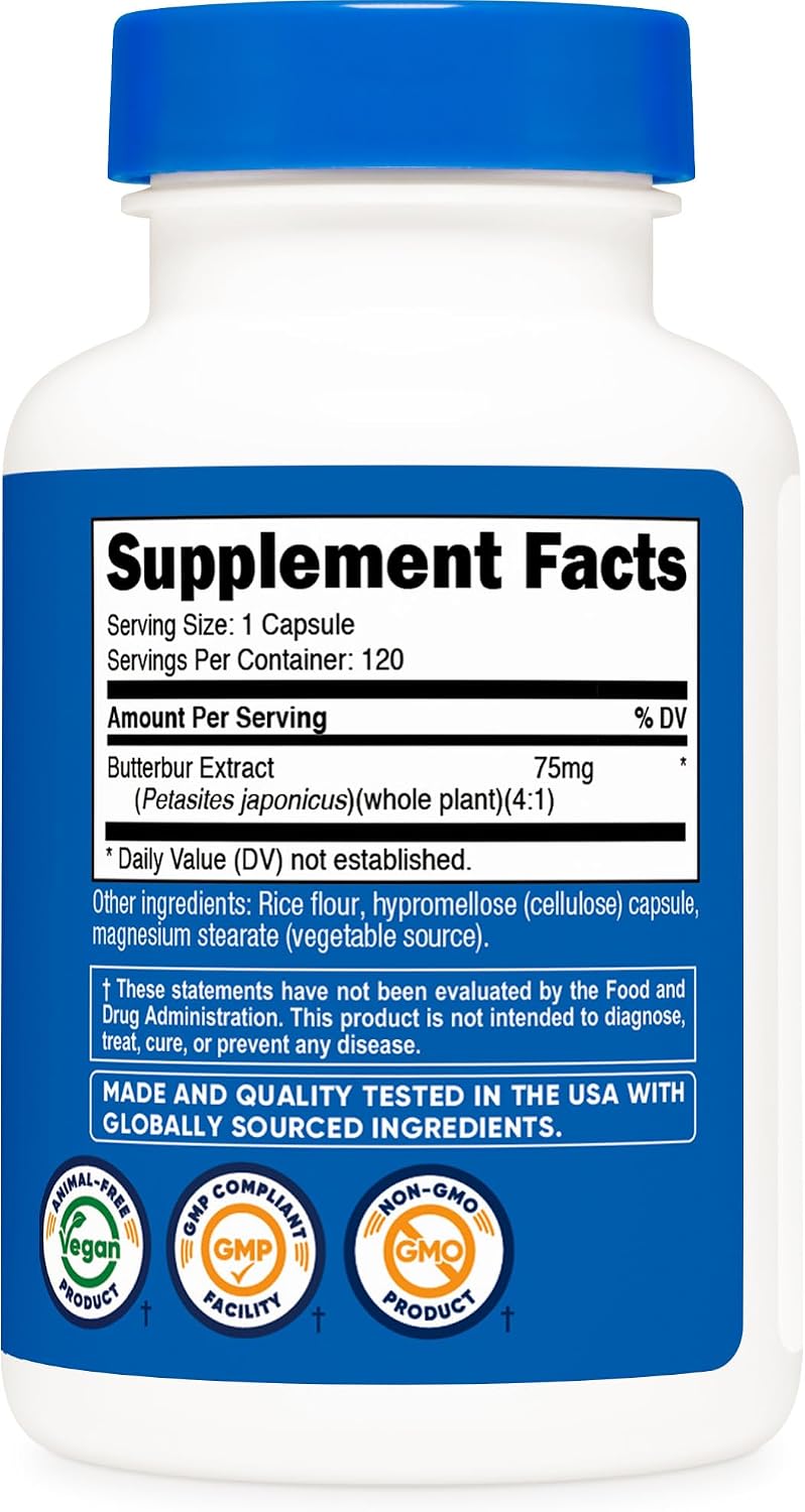 Nutricost Butterbur Extract Capsules (75mg) - 120 Capsules - görsel 5