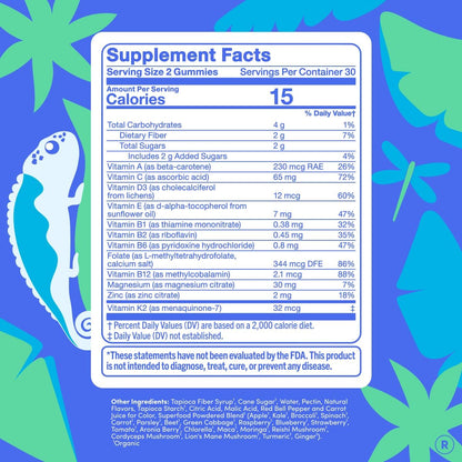 FIRST DAY Vitamins for Teens - Teen Multivitamin Gummies, Organic Fruit & Vegetable Blend, 30-Day Supply