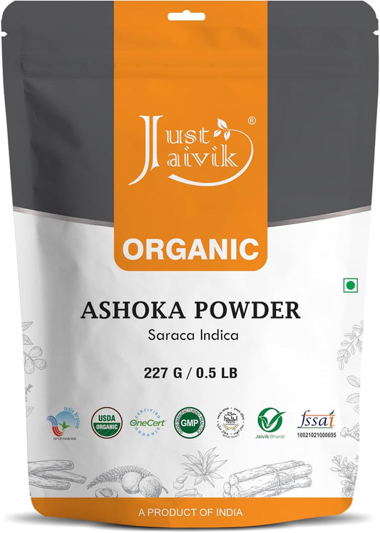 100% Organic Ashoka Bark Powder (Saraca Indica) - 227g (½ lb) - USDA Certified Organic, Biodegradable Resealable Pouch