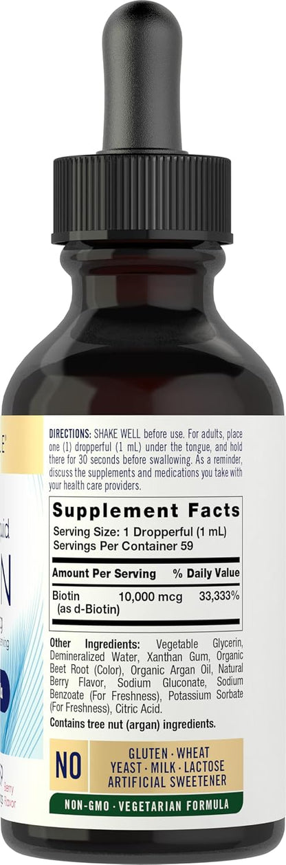 Carlyle Liquid Biotin 10000mcg – Extra Strength Drops, 60 ml