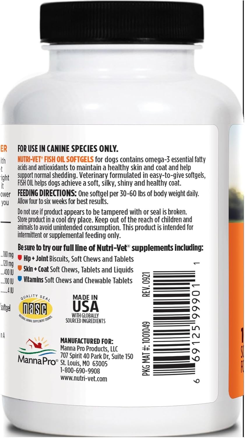 Nutri-Vet Fish Oil Supplement for Dogs – Omega-3 EPA DHA, 100 Softgels - görsel 6