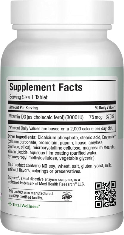 Maxi Health Vitamin D3 3000 IU – 180 Tablets