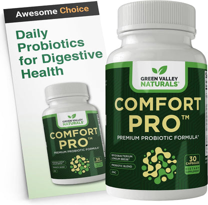 ComfortPro™ Daily Probiotics for Digestive Health | Supports Regularity & Reduces Wind | Gut Cleanse with Zinc | Non-GMO | Valley Formula