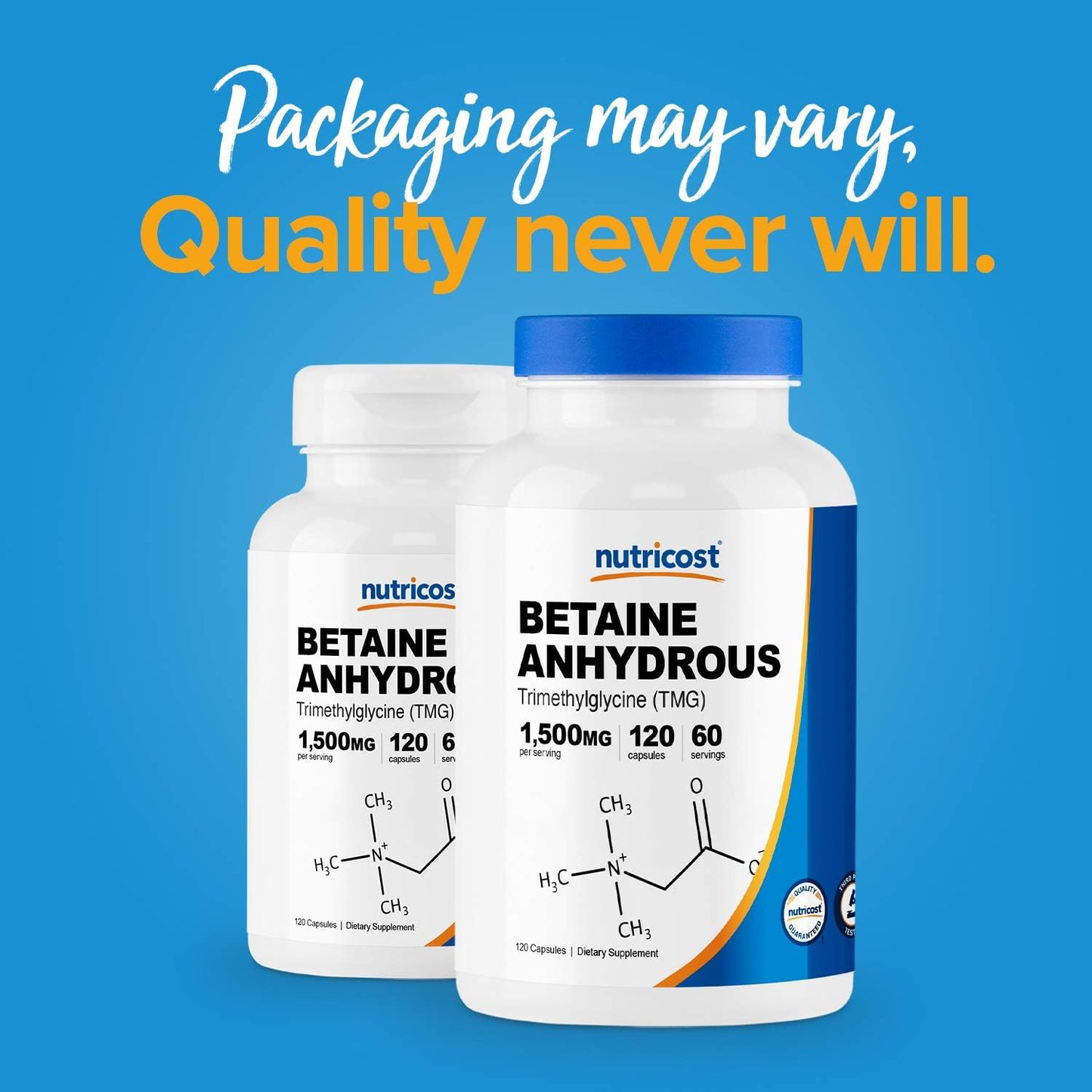 Nutricost Betaine Anhydrous Capsules 1500mg (3 Bottles) - görsel 3