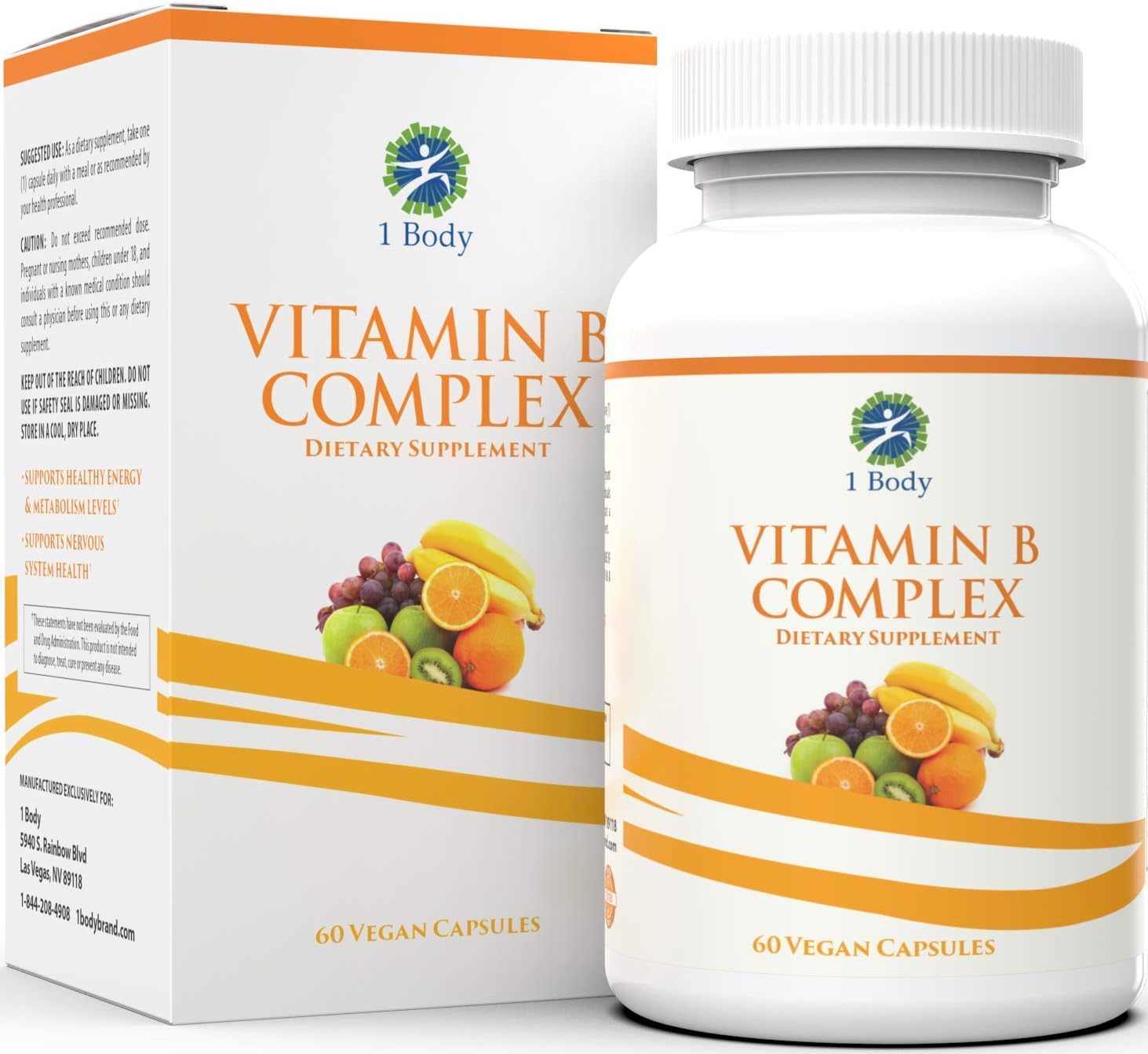 1 Body Methylated Vitamin B Complex, 5-MTHF & Methyl B12, 60 Capsules - görsel 1