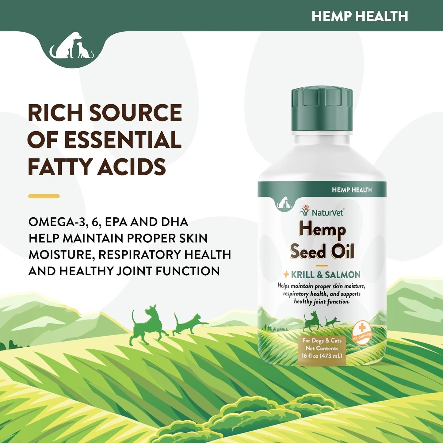 NaturVet Hemp Seed Oil, Krill and Salmon, 16 fl oz (473 ml) Liquid - görsel 3