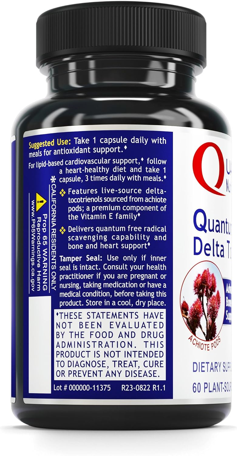 QNL Quantum Delta Tocotrienol - Vitamin E Tocotrienols Complex - Heart Health Supplement - Supports Liver & Bone Health - 60 Plant-Source Capsules - görsel 3