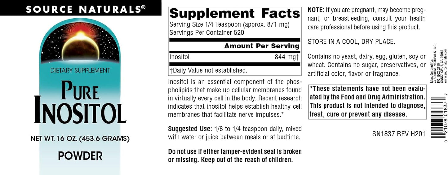 Source Naturals Pure Inositol Powder - Food Supplement, 454 g - görsel 4