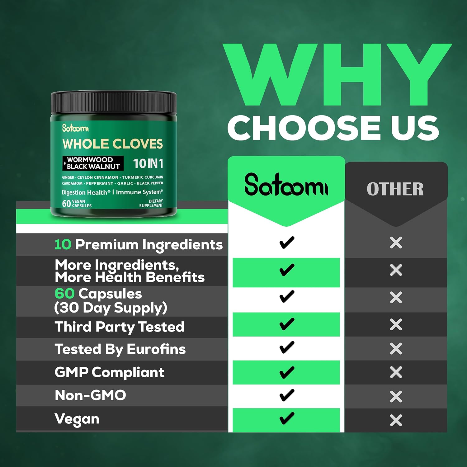 Satoomi 10in1 Clove Supplement - 60 Capsules - görsel 4