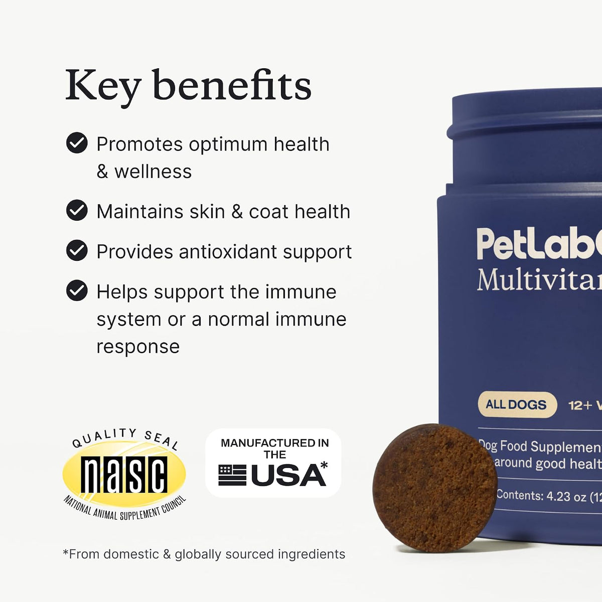 PetLab Co. 22 in 1 Dog Multivitamin - Chewable Pork Flavour Supplement for Immune, Skin, Coat & Joint Health - görsel 3